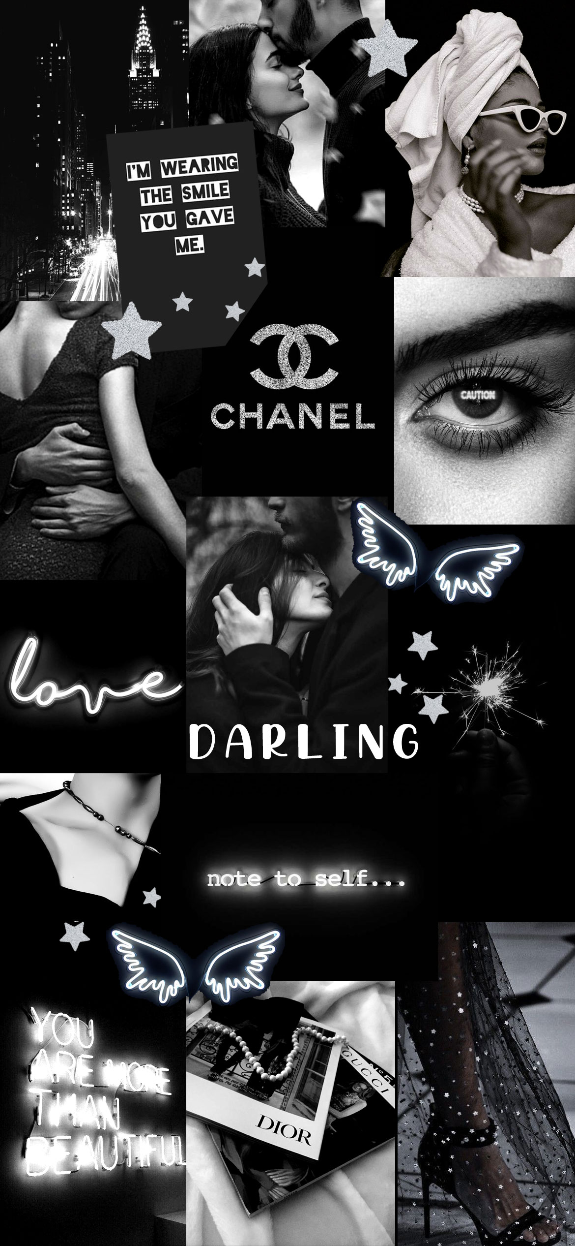 14 Black and White Wallpaper Collages : Valentine’s Day Collage for Phone