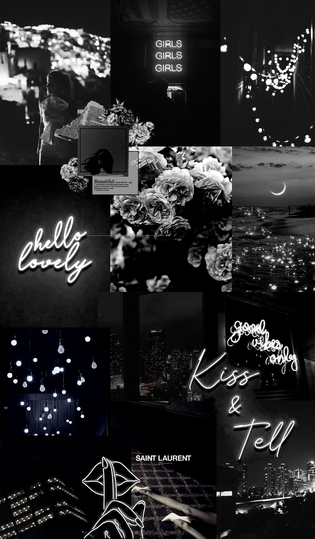 14 Black Collage Wallpapers : Neon Black Valentine Collage Background 1