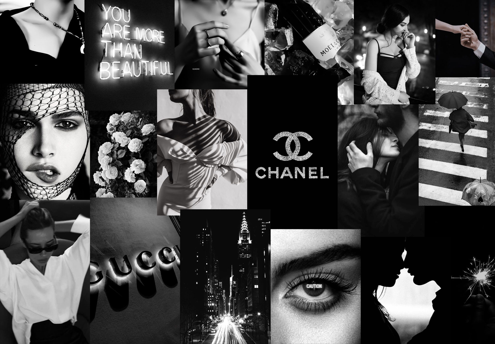 14 Black and White Wallpaper Collage : Love Couple Collage