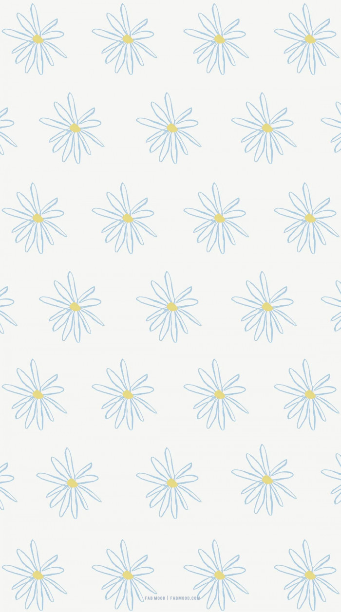 20 Cute Spring Wallpaper for Phone & iPhone : Daisy on Light Blue Background