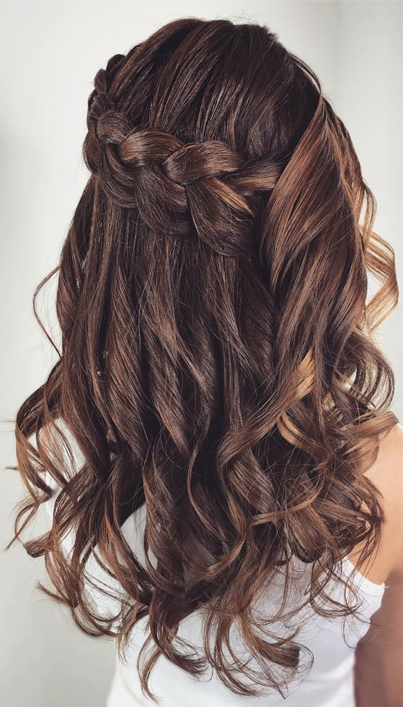 50 Breathtaking Prom Hairstyles For An Unforgettable Night : Soft Waves + Waterfall Braids