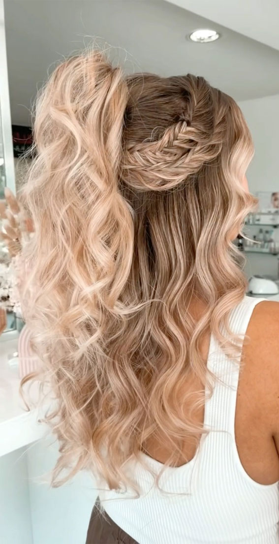 50 Breathtaking Prom Hairstyles For An Unforgettable Night : Boho Braided Half Up