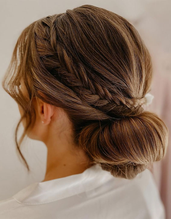 50 Breathtaking Prom Hairstyles For An Unforgettable Night : Fishtail + Smooth Low Bun