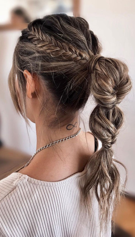 50 Breathtaking Prom Hairstyles For An Unforgettable Night : Braid + Bubble Braid Ponytail