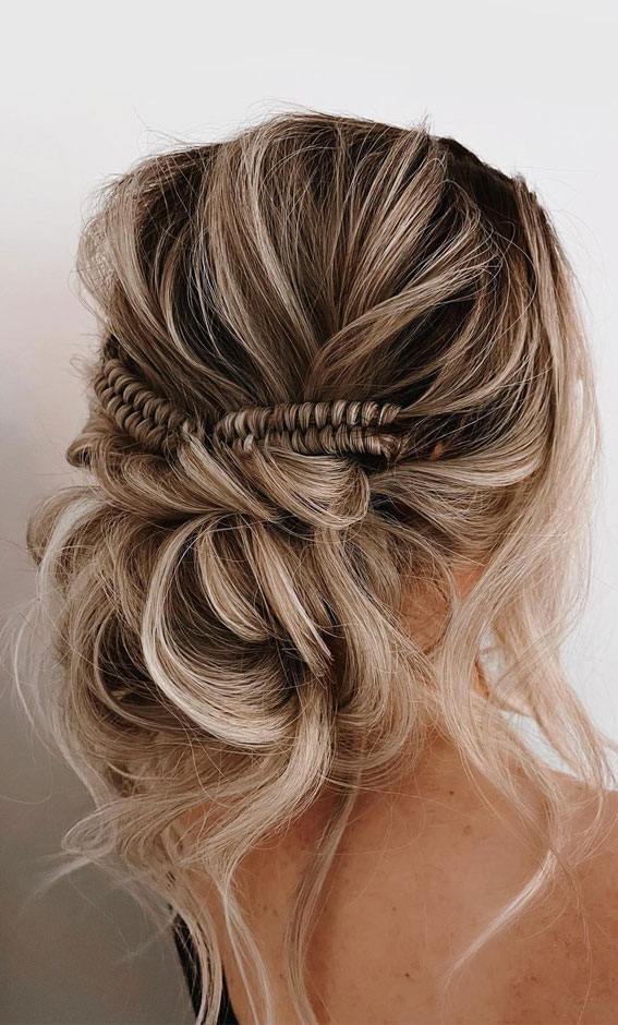 50 Breathtaking Prom Hairstyles For An Unforgettable Night : Infinity Braid  Messy Updo 1 - Fab Mood | Wedding Colours, Wedding Themes, Wedding colour  palettes