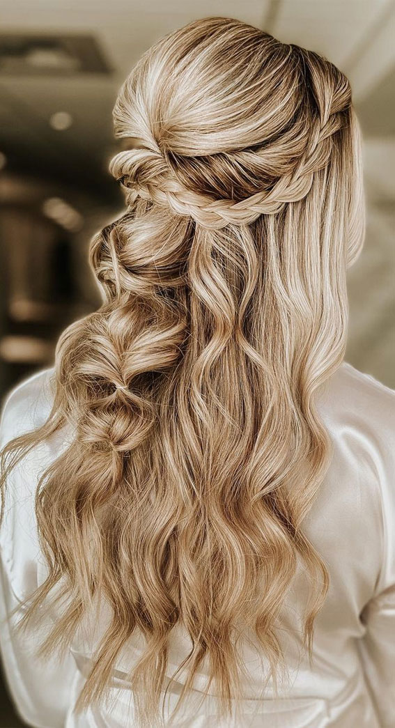 50 Breathtaking Prom Hairstyles For An Unforgettable Night : Braided Half  Up + Messy Braids 1 - Fab Mood | Wedding Colours, Wedding Themes, Wedding  colour palettes