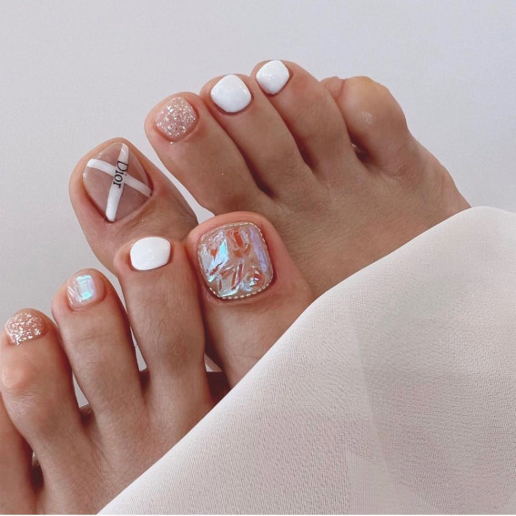 50 Best Wedding Toe Nails : Aurora + White and Dior