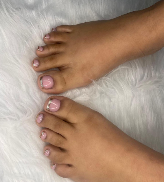 50 Best Wedding Toe Nails : Rose Gold Classic French Tips