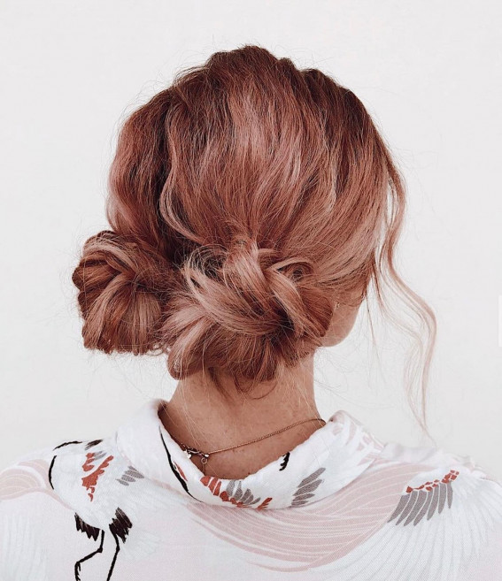 42 Cute and Easy Summer Hairstyles for 2022 : Mini Low Buns 1 - Fab Mood |  Wedding Colours, Wedding Themes, Wedding colour palettes