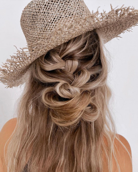 42 Cute and Easy Summer Hairstyles for 2022 : Messy Braids + Hair Down