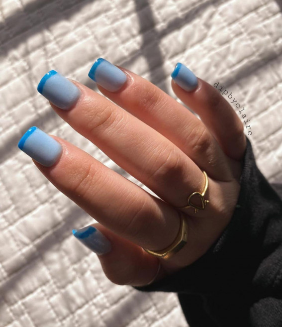 31 Cute Sky Blue French Tip Nails : Blue Tip Blue Nails