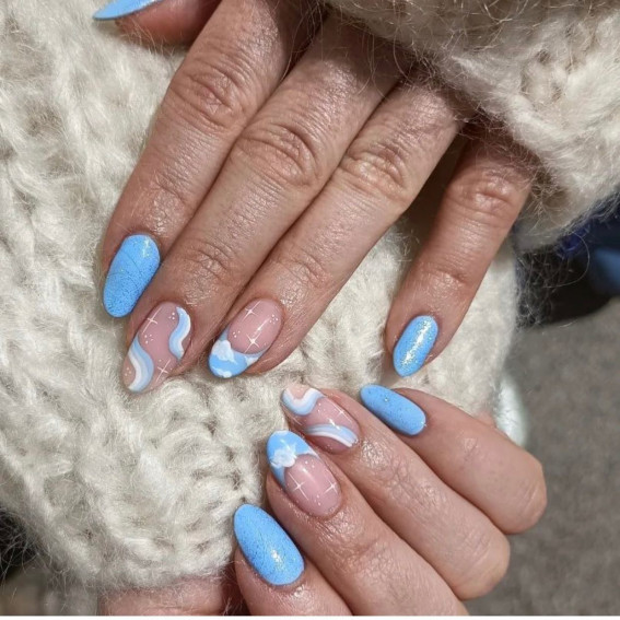 french tip nails, summer french tip nails, sky blue french tip nails, sky blue frenchies, sky blue tip nails, blue sky nails, blue sky french tip nails, light blue french tip nails, summer nail trends 2022, summer nail designs