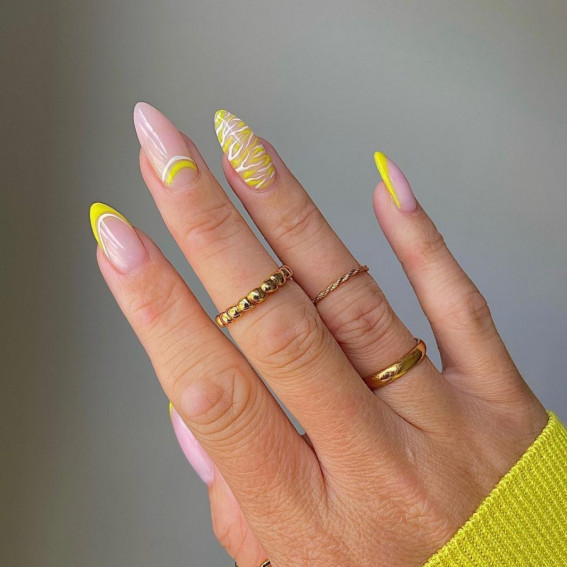 40 Pretty Summer Nails To Wear Right Now : Bright Yellow Almond Nails
