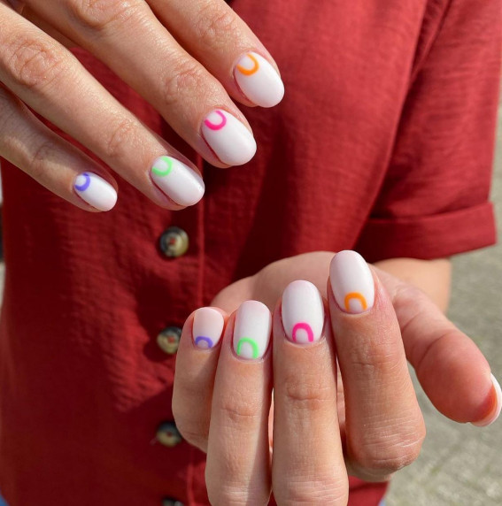 40 Pretty Summer Nails To Wear Right Now : White Nails with Neon Cuffs