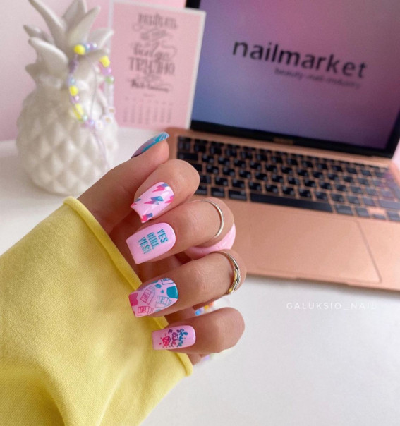 pretty summer nails, summer nails 2022, summer nail colors, summer nail trends, nail designs 2022, bright summer nails, short nails summer 