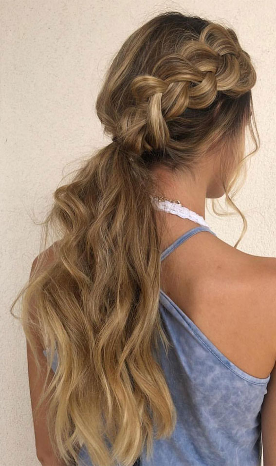 40 Cute Festival Hair Ideas To Rock : Chunky Loose Braid Low Ponytail