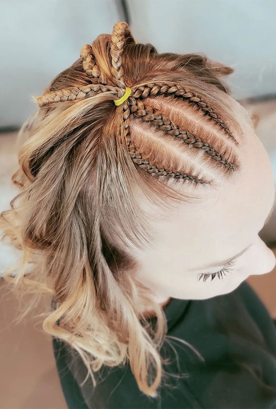 40 Cute Festival Hair Ideas To Rock : Half upstyle with cornrows