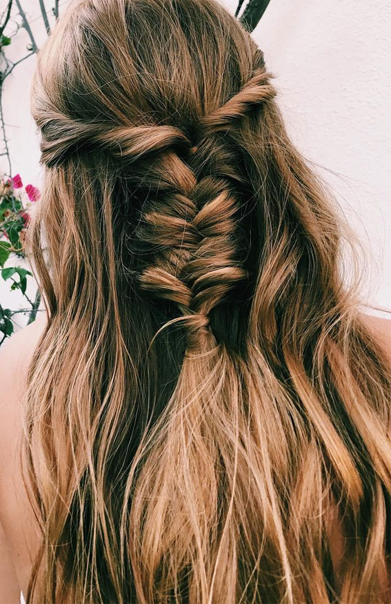 40 Cute Festival Hair Ideas To Rock : Messy Fishtail Braids 1 - Fab Mood |  Wedding Colours, Wedding Themes, Wedding colour palettes