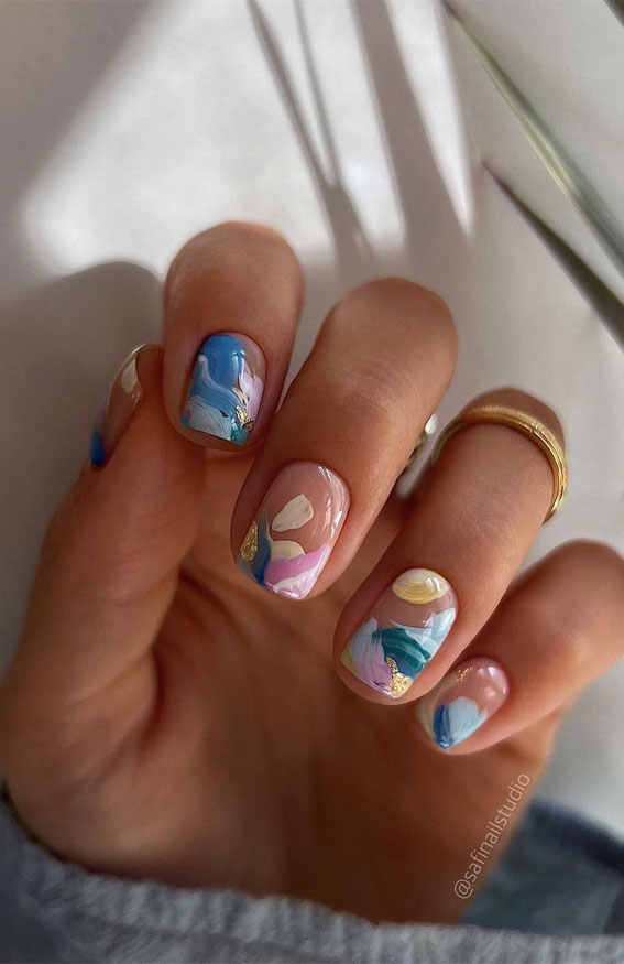 40 Pretty Summer Nails To Wear Right Now : Blue Wave Inspired