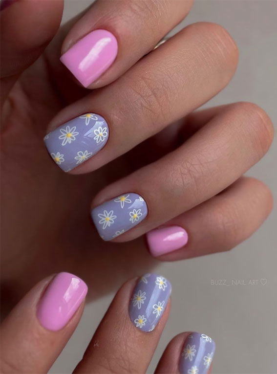 40 Pretty Summer Nails To Wear Right Now : Lavender & Pink Nails