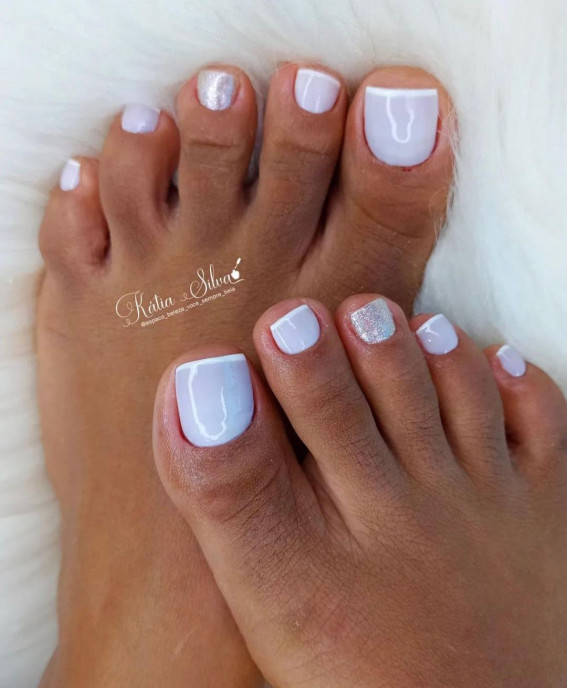 50 Best Wedding Toe Nails : White Tip Toe Nails