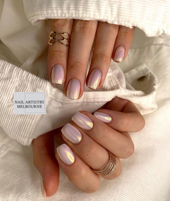 40 Glazed Donut Nails Summer Nail Trend 2022 : Tapered Square Nails