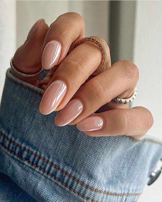 45 Glazed Donut Nails To Try Yourself : Glossy Oval Nails
