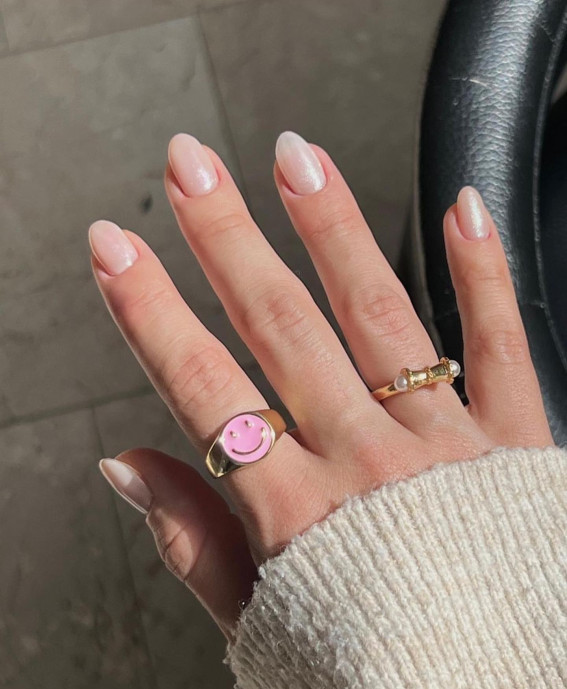 45 Glazed Donut Nails To Try Yourself : Shimmery Sheer Nails