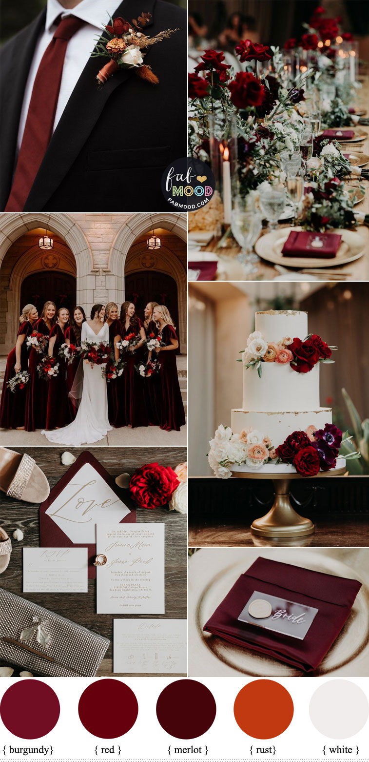 Beautiful Burgundy, Red and White Wedding Colour Scheme