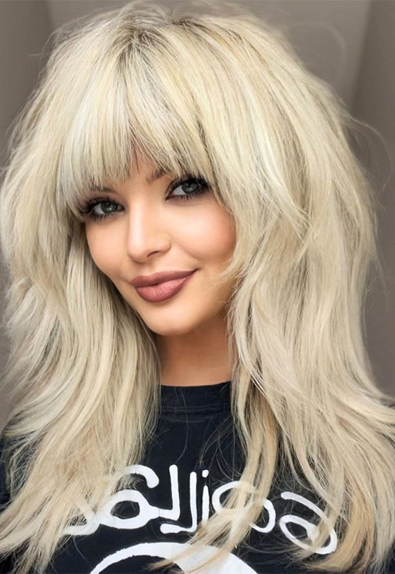 50 Cute Shag Haircut Ideas in 2022 : Blonde Mid Length Shaggy