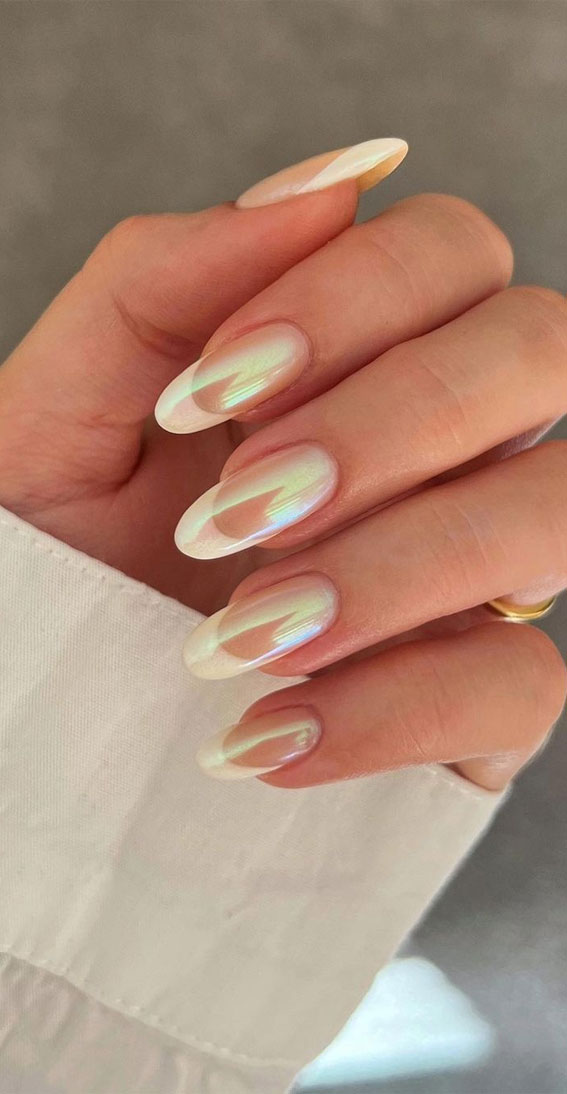 45 Glazed Donut Nails To Try Yourself : Chrome + French Tips