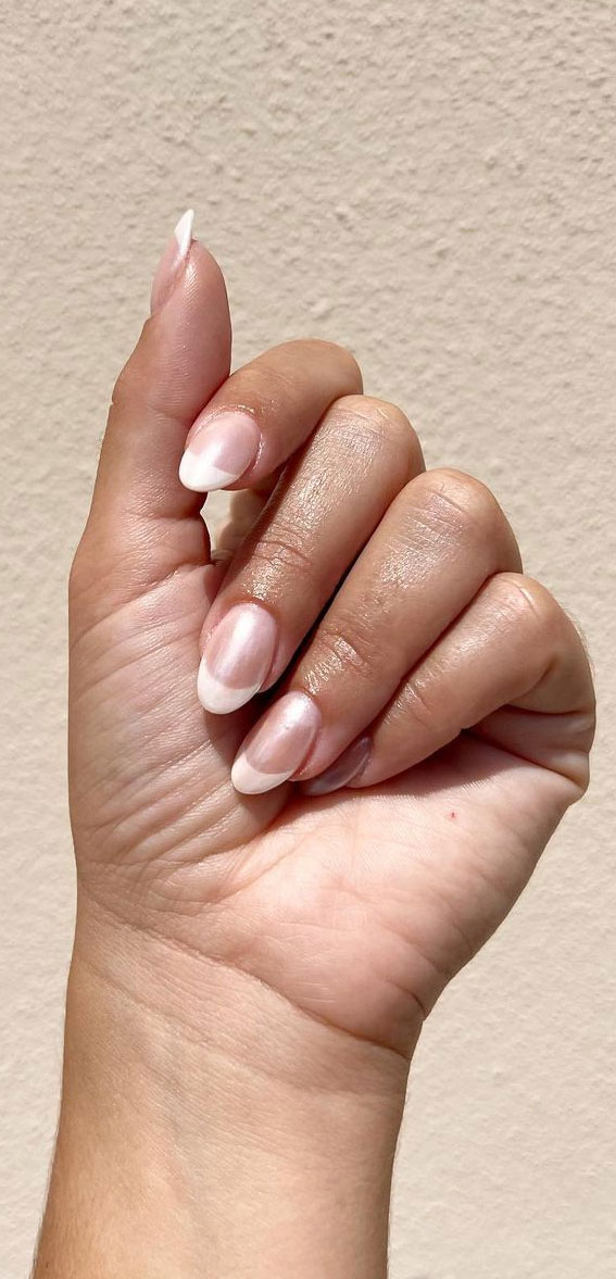 45 Glazed Donut Nails To Try Yourself : Minimalist French Tip Nails