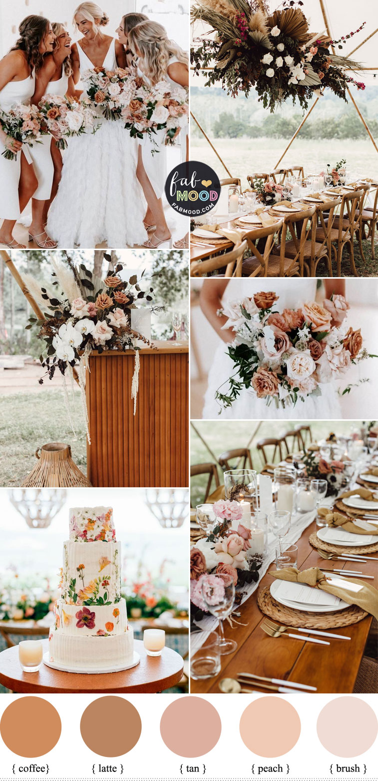5 Beautiful Neutral Wedding Color Schemes For Autumn : White and Earthy Brown