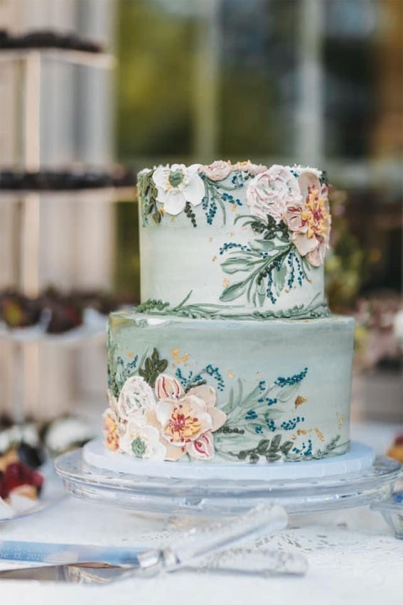 wedding cake, buttercream sage wedding cake