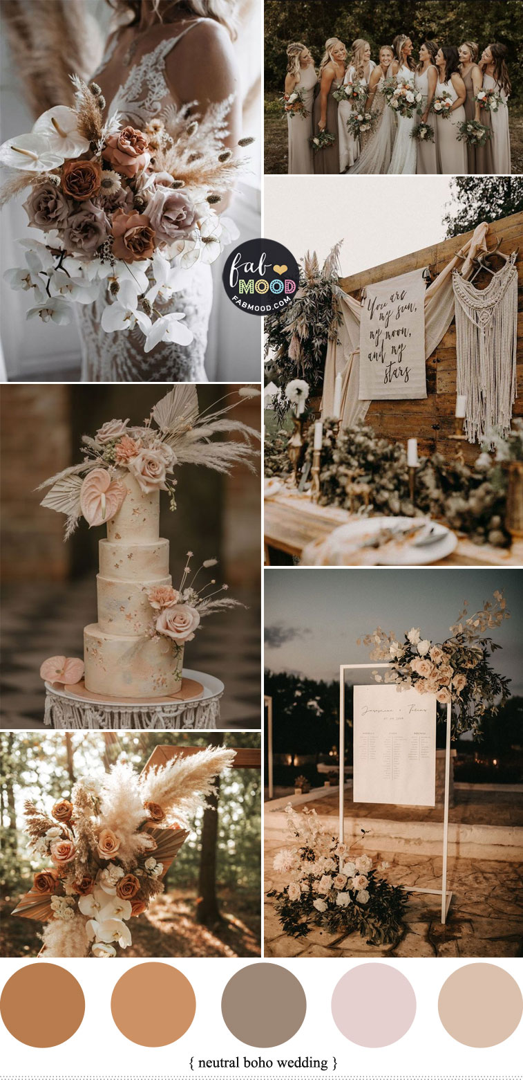 neutral wedding, neutral wedding color, neutral boho wedding, autumn wedding color, neutral color palette, neutral color scheme, neutral wedding ideas