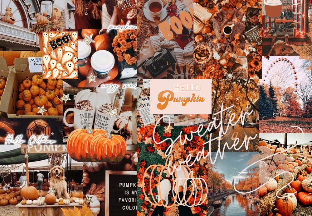 10 Autumn Collage Wallpaper Ideas for PC & Laptop : Hello Pumpkin + Sweater Weather