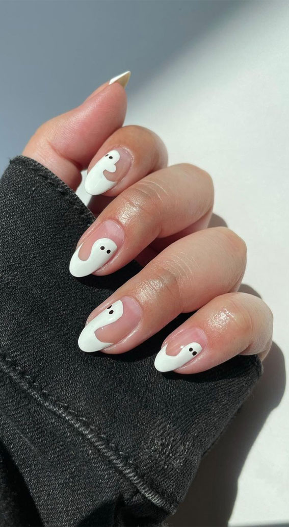 50 Best Halloween Nails 2022 : Ghost Tip Nails
