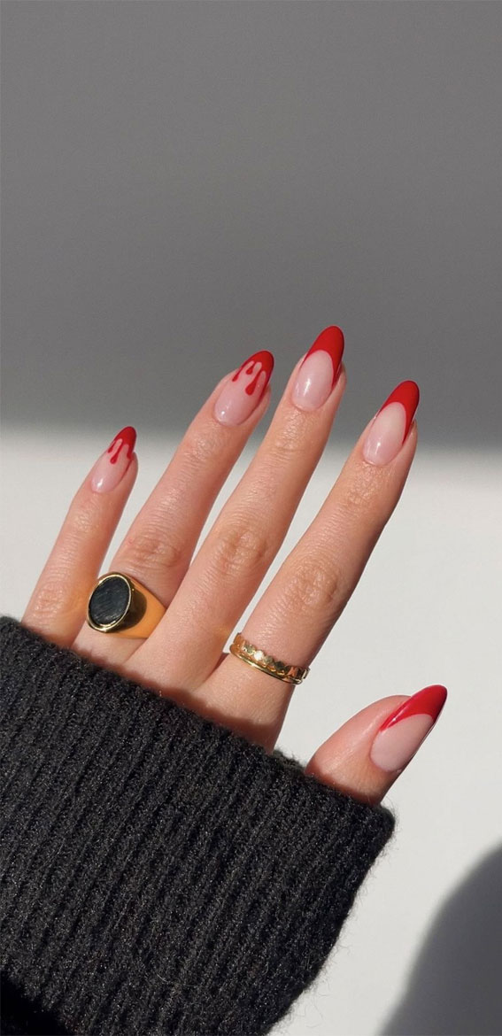 50 Best Halloween Nails 2022 : Red Drip & French Tip Nails