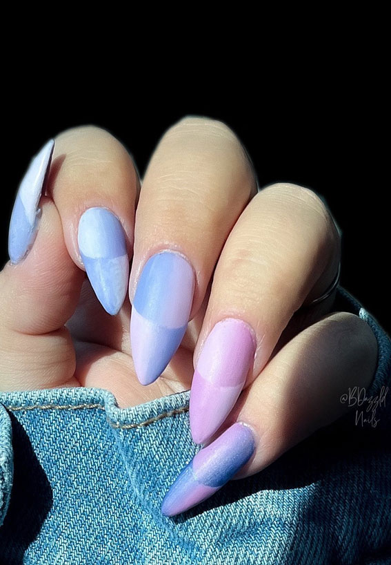 35 Best Optical Illusion Nails : Double Ombre French Nails