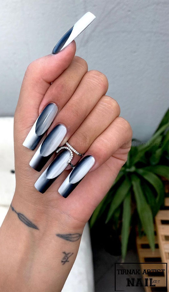 35 Best Optical Illusion Nails : Black and White Optical Illusion Nails