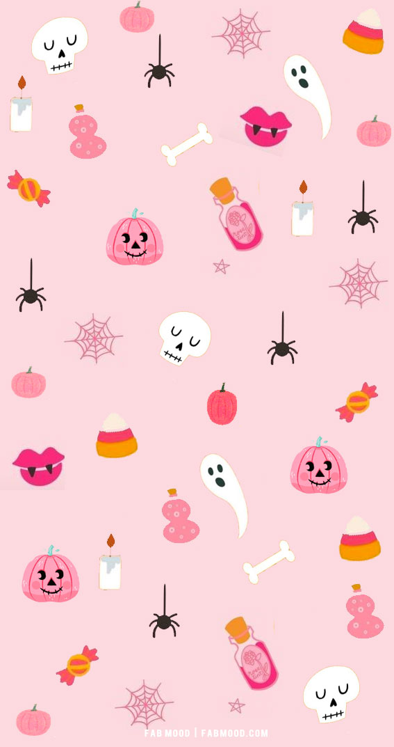 12 Cute Halloween Wallpaper Ideas : Pink Spooky Wallpaper