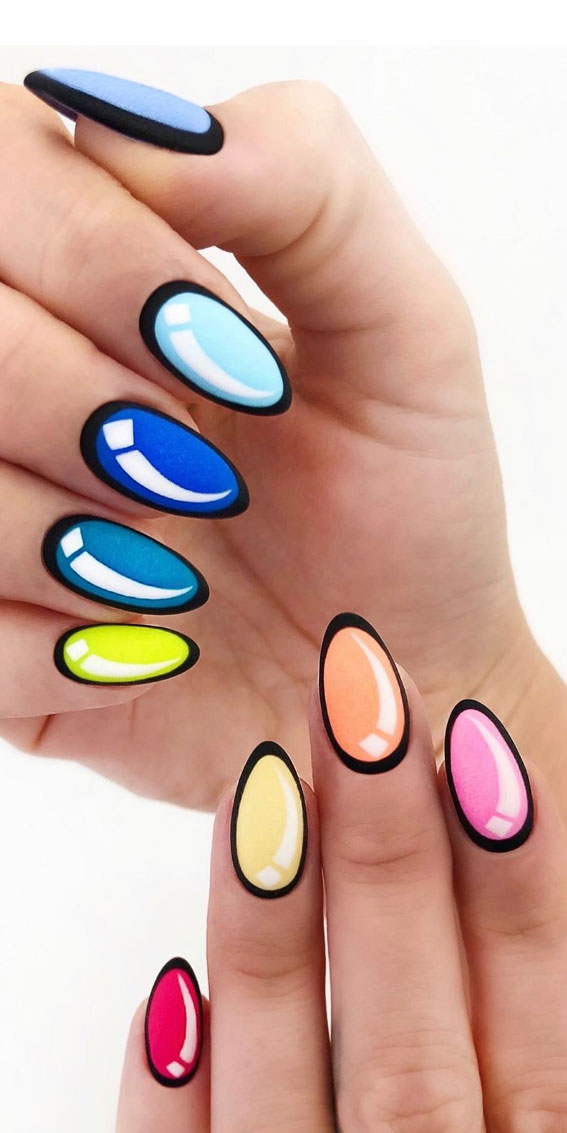 25 Fabulous Pop Art Nail Ideas You Should Try : Skittle Pop Art Nails