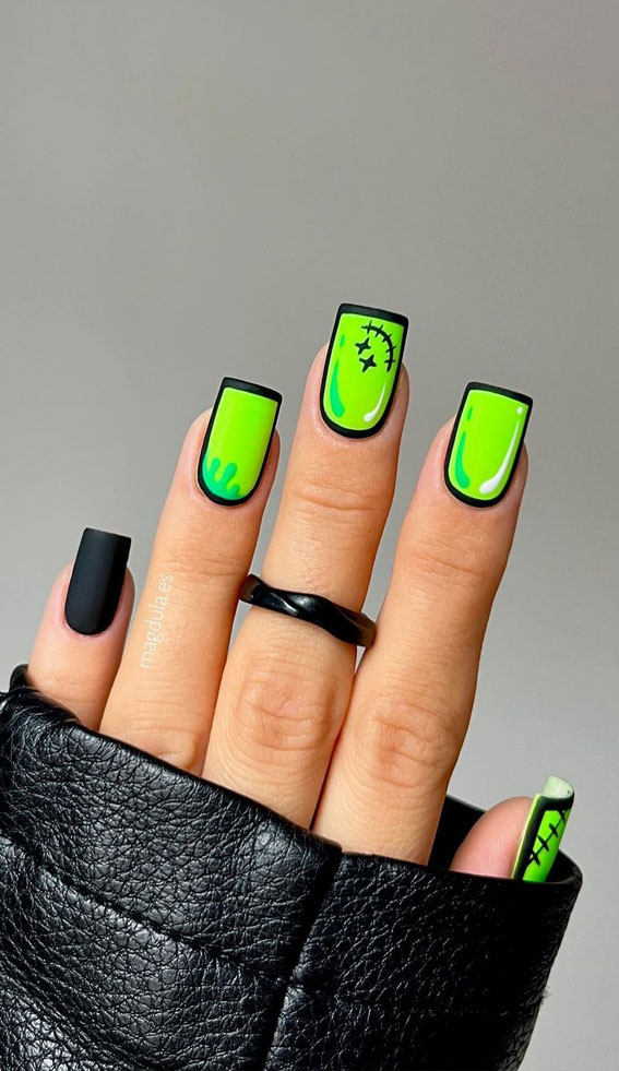 lime green nail designs