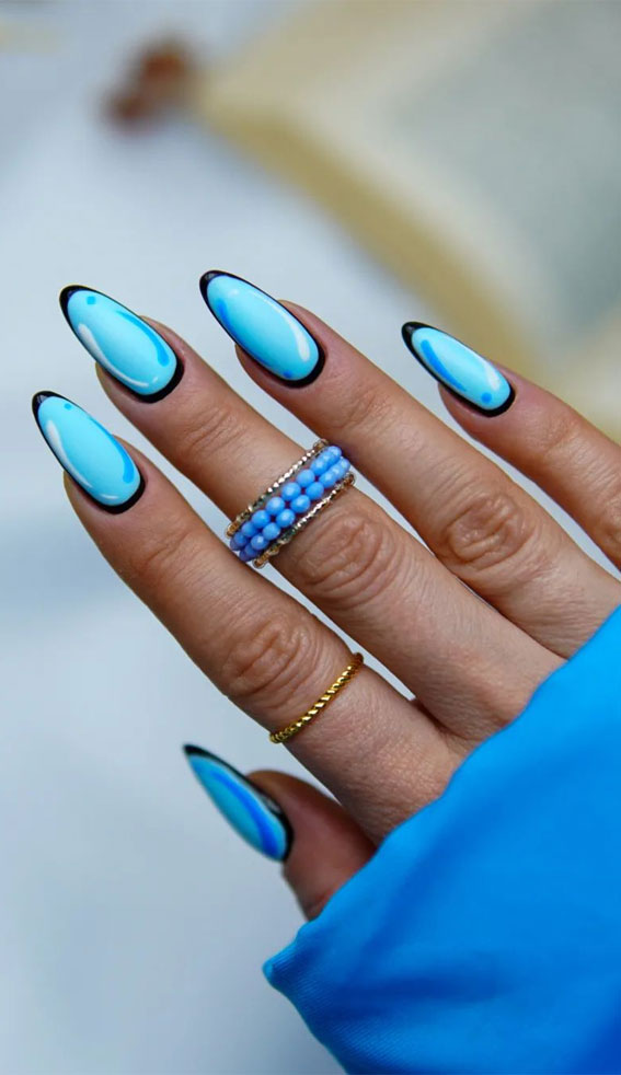 25 Fabulous Pop Art Nail Ideas You Should Try : Sky Blue Pop Art Nails