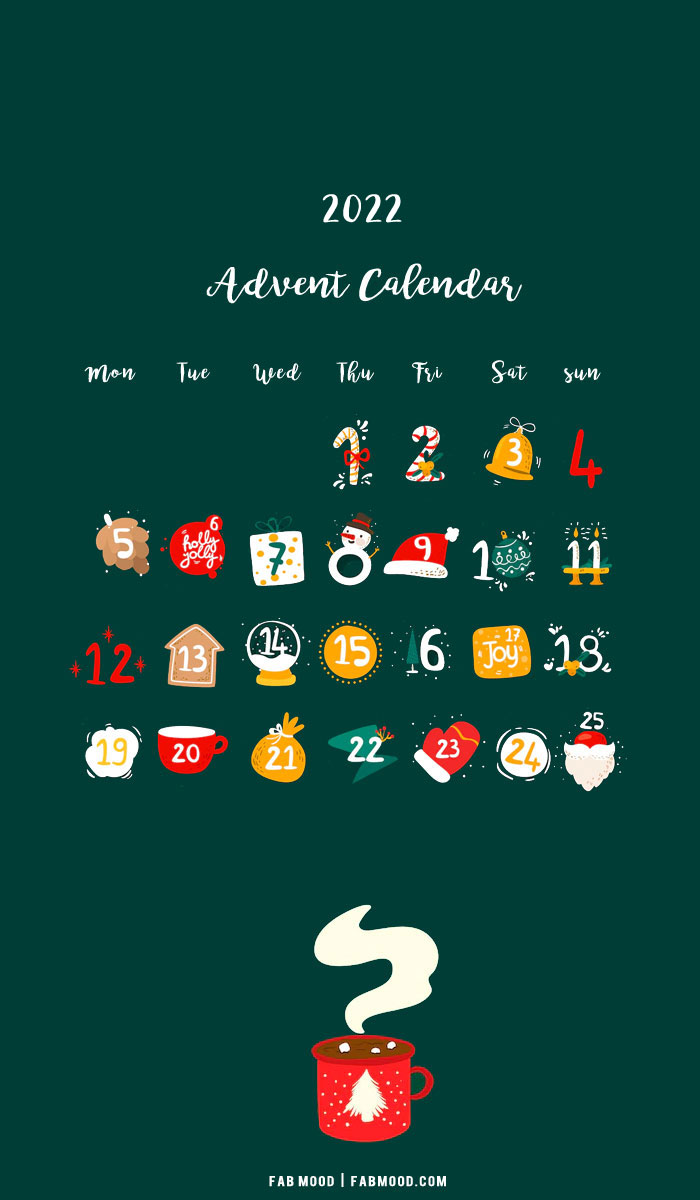 10+ Christmas Calendar Wallpapers : Dark Green Calendar
