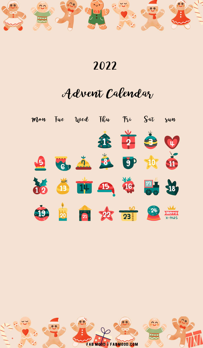 10+ Christmas Calendar Wallpapers : Gingerbread Advent Calendar For Phone