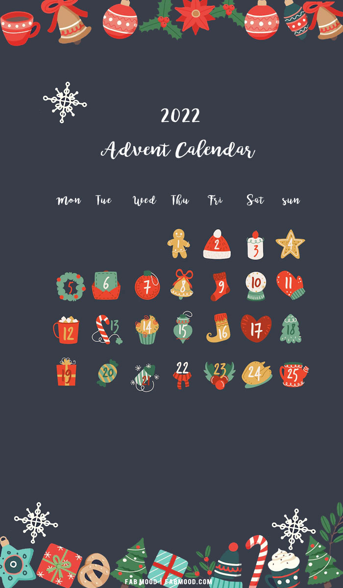 10+ Christmas Calendar Wallpapers : Advent Calendar For Phone 1 - Fab Mood  | Wedding Colours, Wedding Themes, Wedding colour palettes