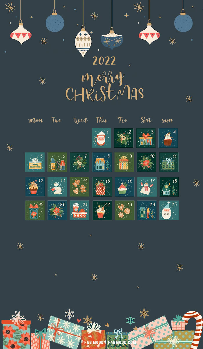 10+ Christmas Calendar Wallpapers : Bauble Advent Calendar For Phone