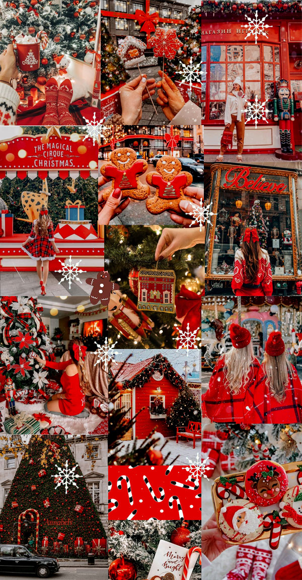 20+ Christmas Collage Aesthetic Ideas : Red Christmas Collage