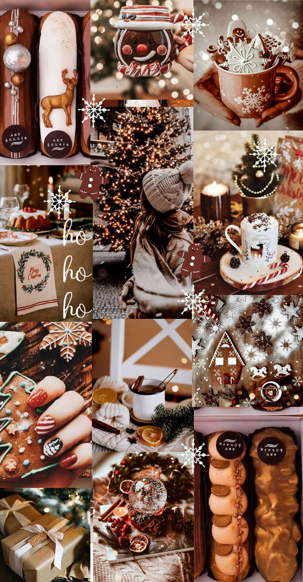 20+ Christmas Collage Aesthetic Ideas : Brown Christmas Collage